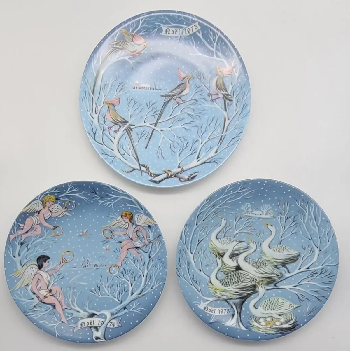 Vintage 1970s Haviland Limoge & Remy Hetraue the Twelve Days of Christmas Plates | Set of 12