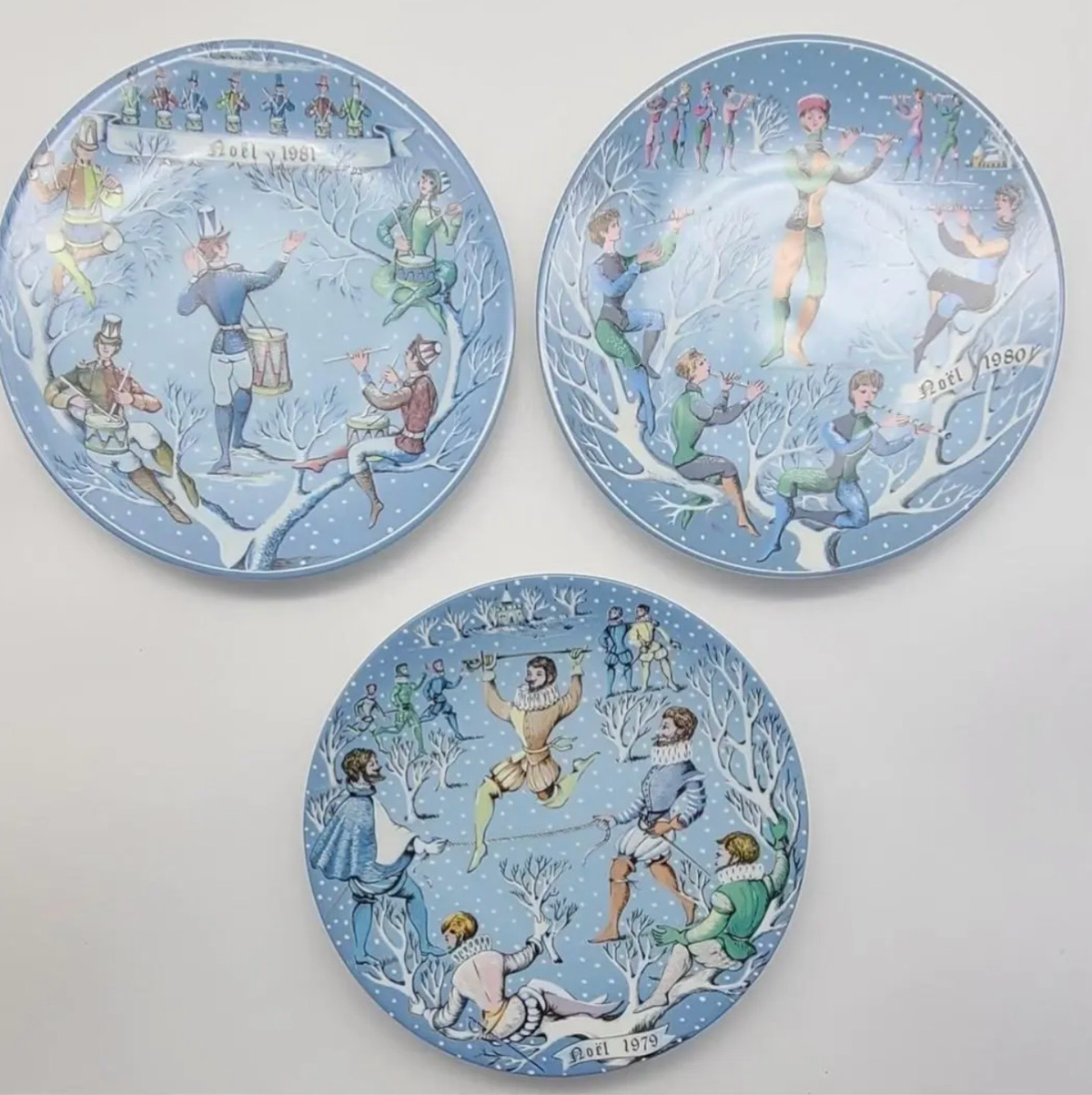 Vintage 1970s Haviland Limoge & Remy Hetraue the Twelve Days of Christmas Plates | Set of 12