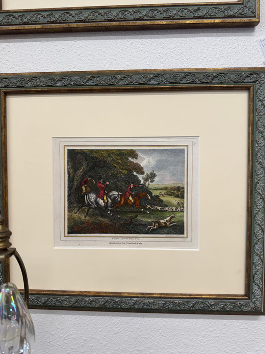Antique Samuel Howitt Hand-Colored Engravings “Stag Hunting” (1 of 4)