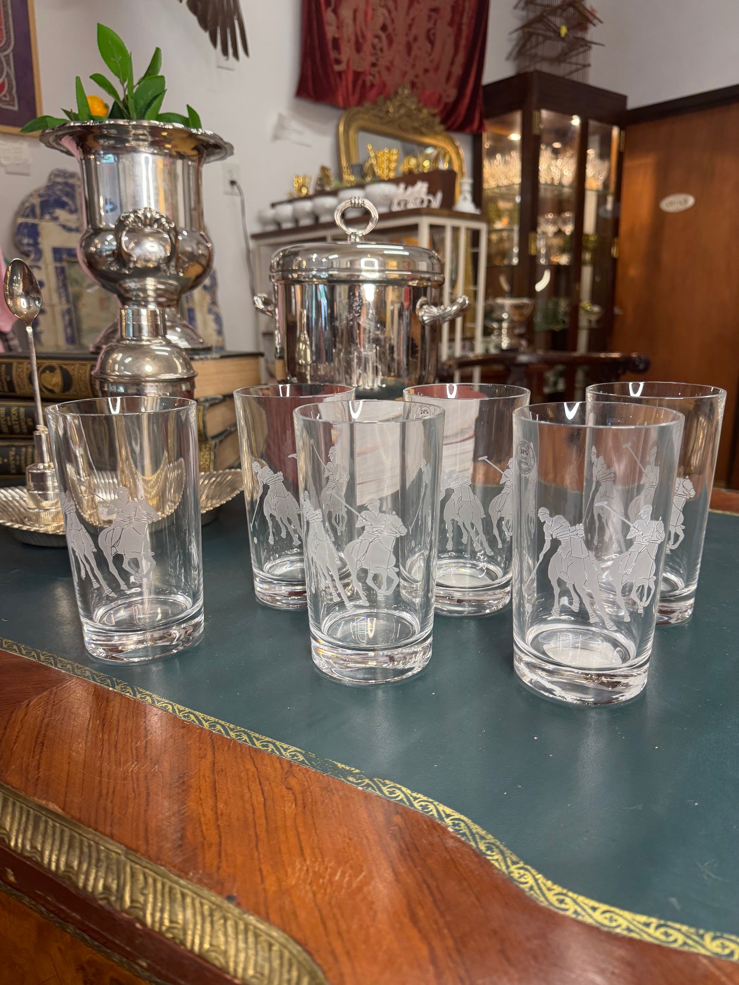 Vintage Ralph Lauren Etched Highball Glasses Set of 6