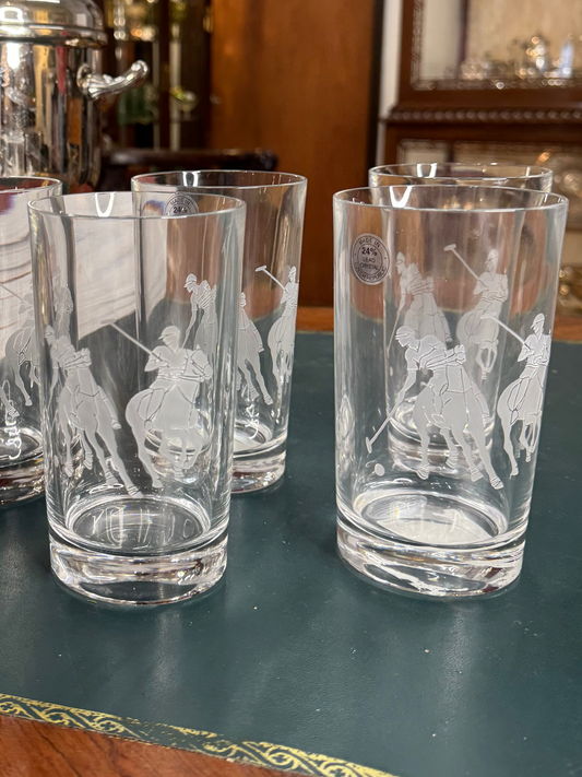 Vintage Ralph Lauren Etched Highball Glasses Set of 6