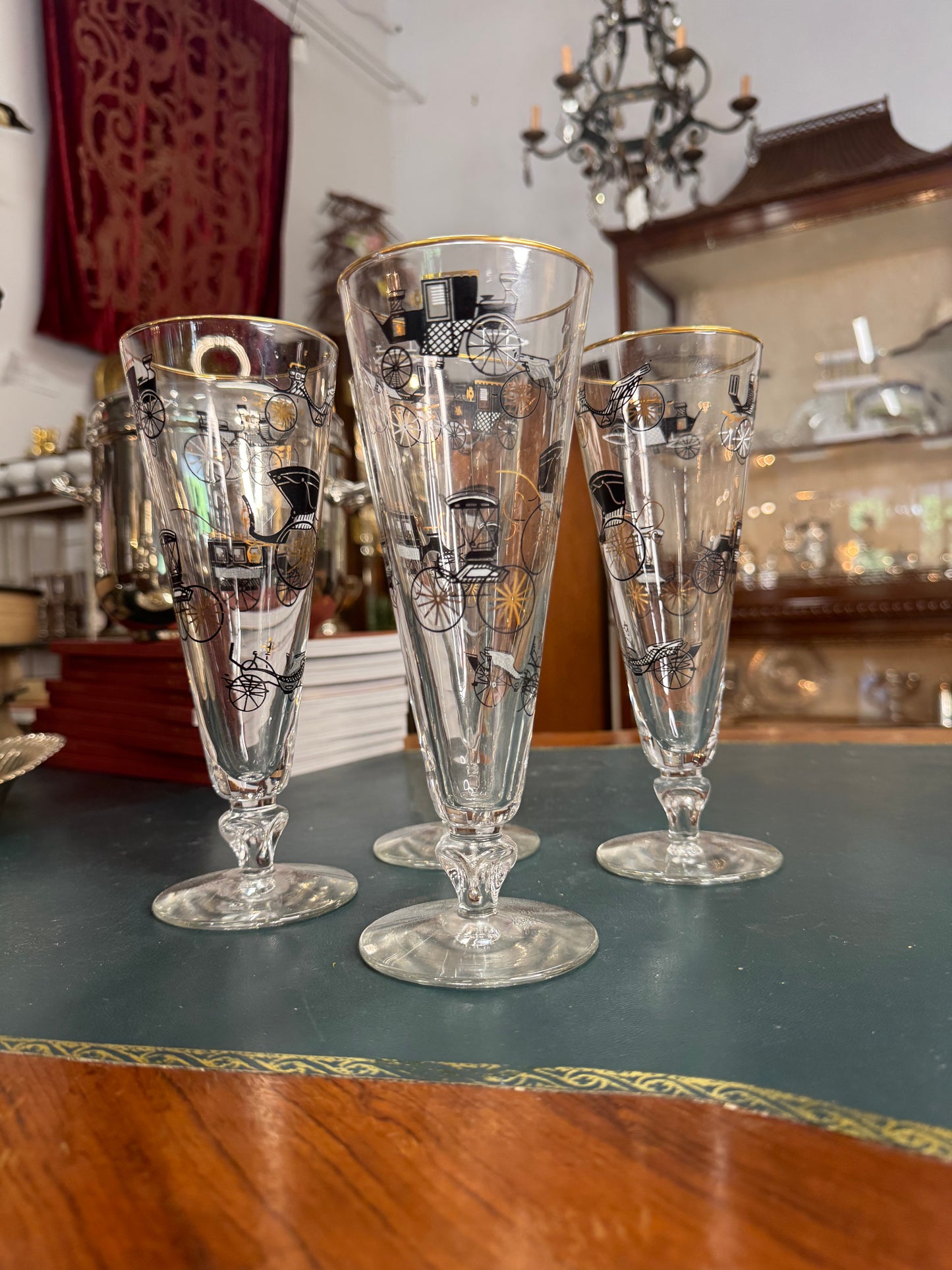 Set of 4 Mid-Century Modern Libbey Carriage Pilsner Glasses