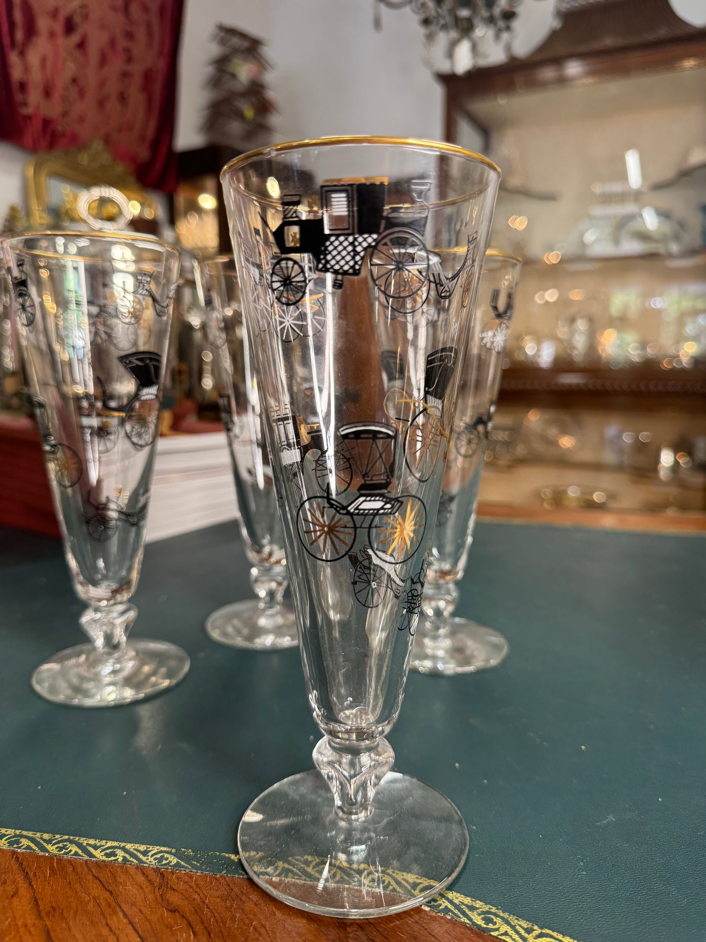 Set of 4 Mid-Century Modern Libbey Carriage Pilsner Glasses