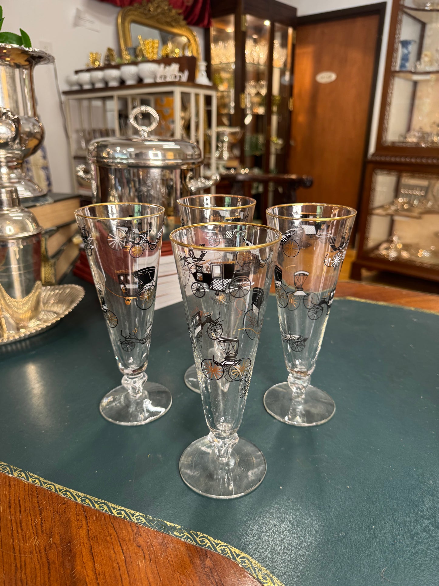 Set of 4 Mid-Century Modern Libbey Carriage Pilsner Glasses