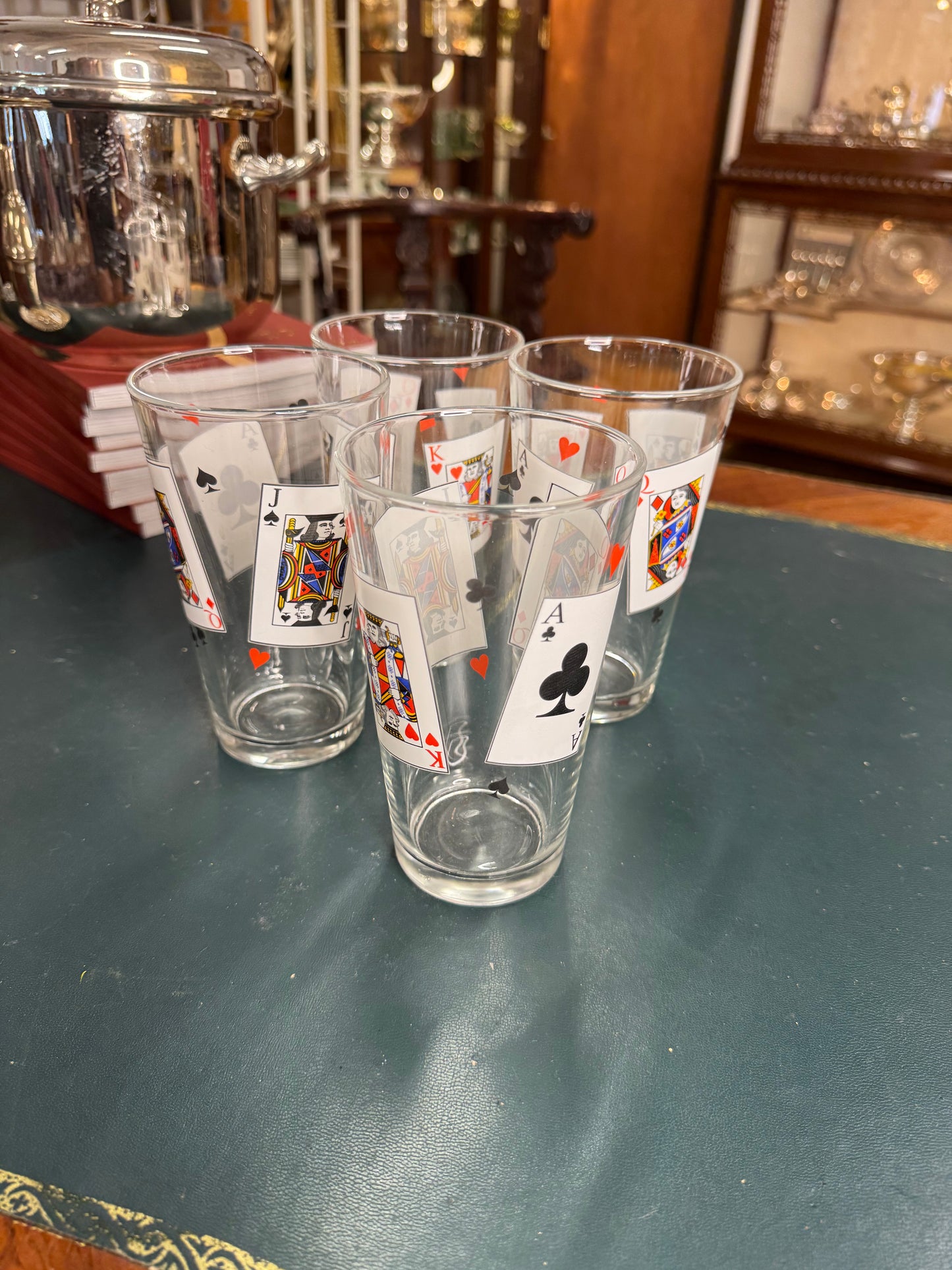 Set of 4 Vintage Card Highball Tumblers