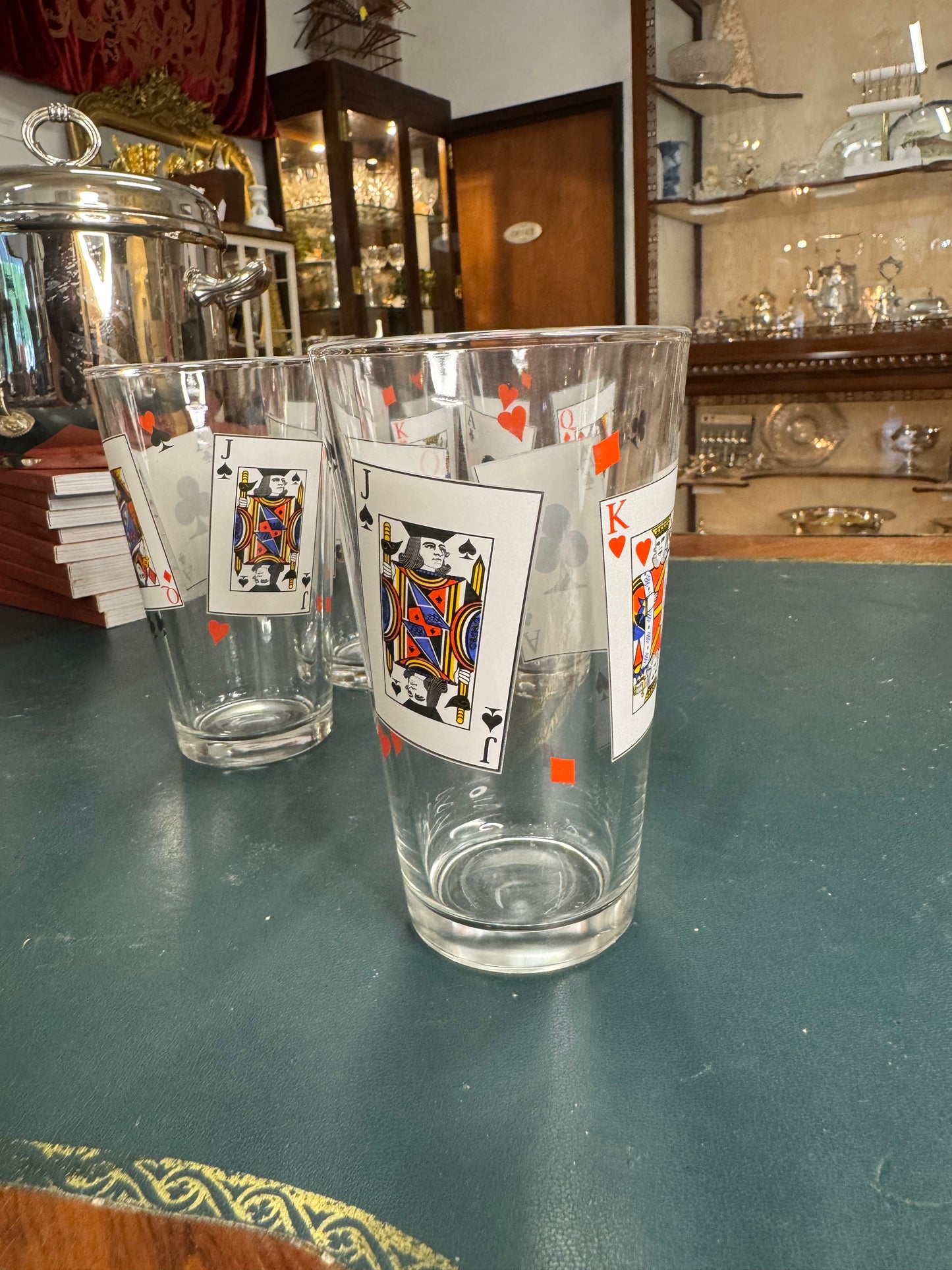 Set of 4 Vintage Card Highball Tumblers