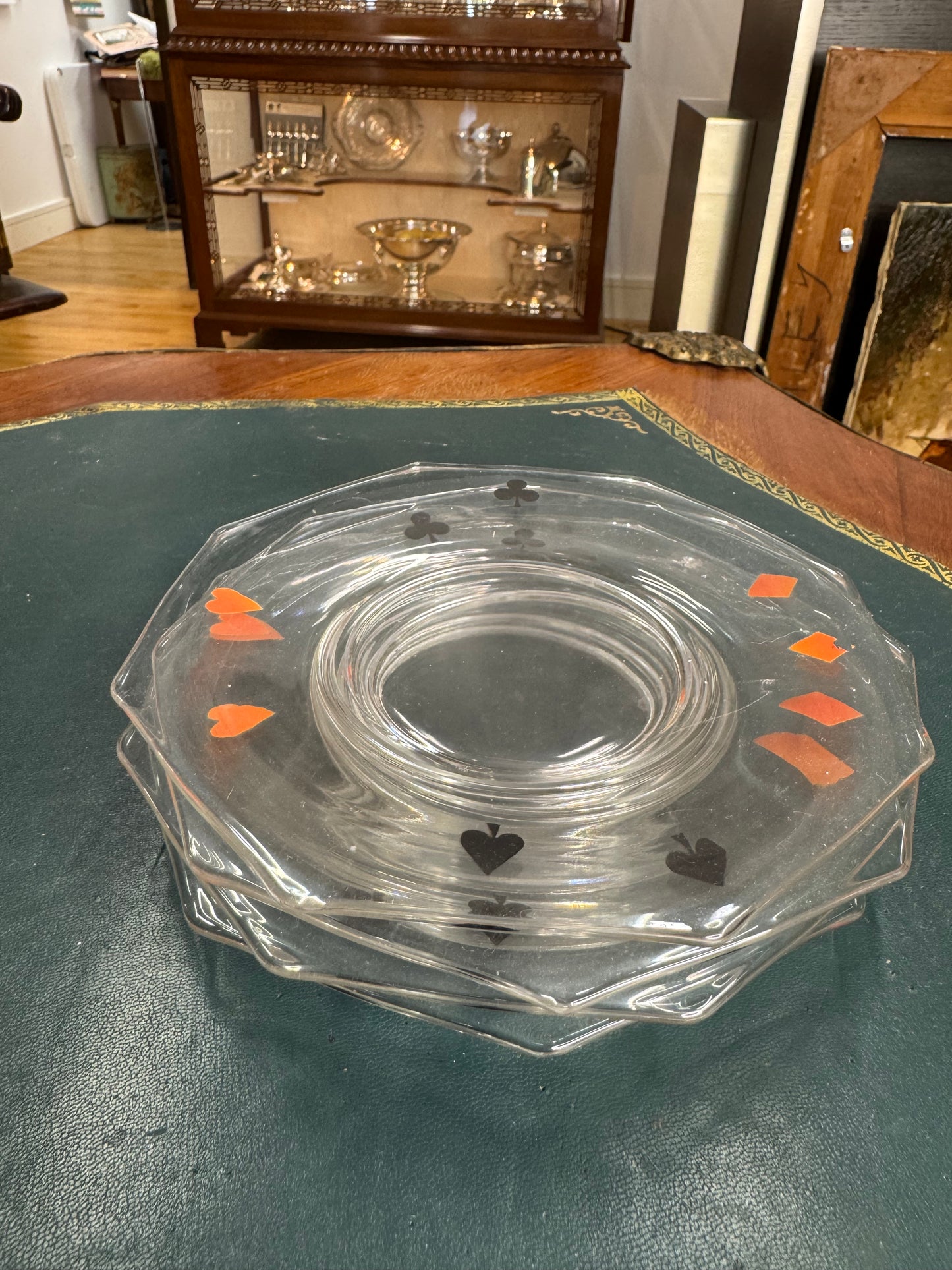 Set of 4 Vintage Poker Plates
