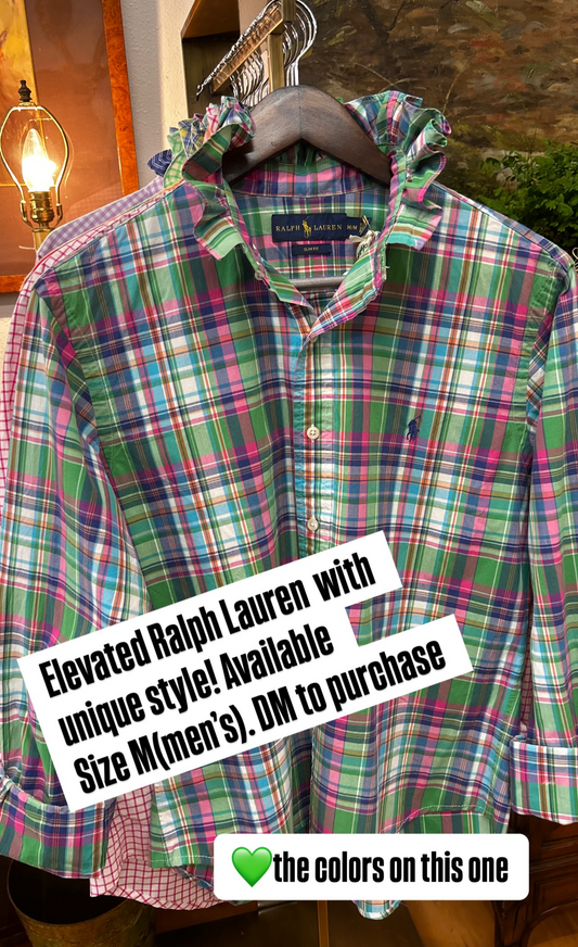 Elevated Ralph Lauren Ruffle Neck Button Down