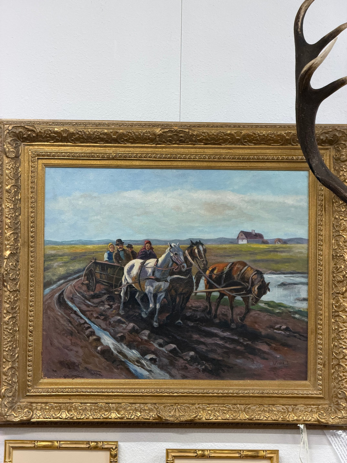 Horses Pulling Carts by Janos Viski  Hungry (1891-1987)
