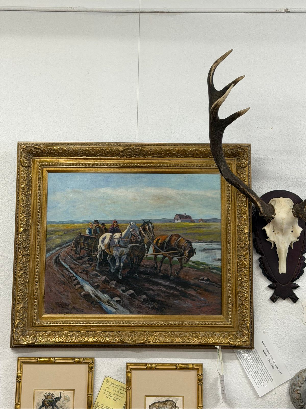 Horses Pulling Carts by Janos Viski  Hungry (1891-1987)