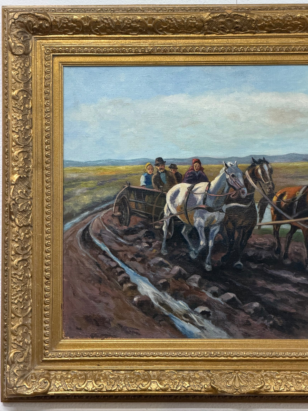 Horses Pulling Carts by Janos Viski  Hungry (1891-1987)