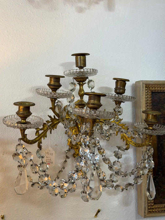 Pair Of Crystal Sconces