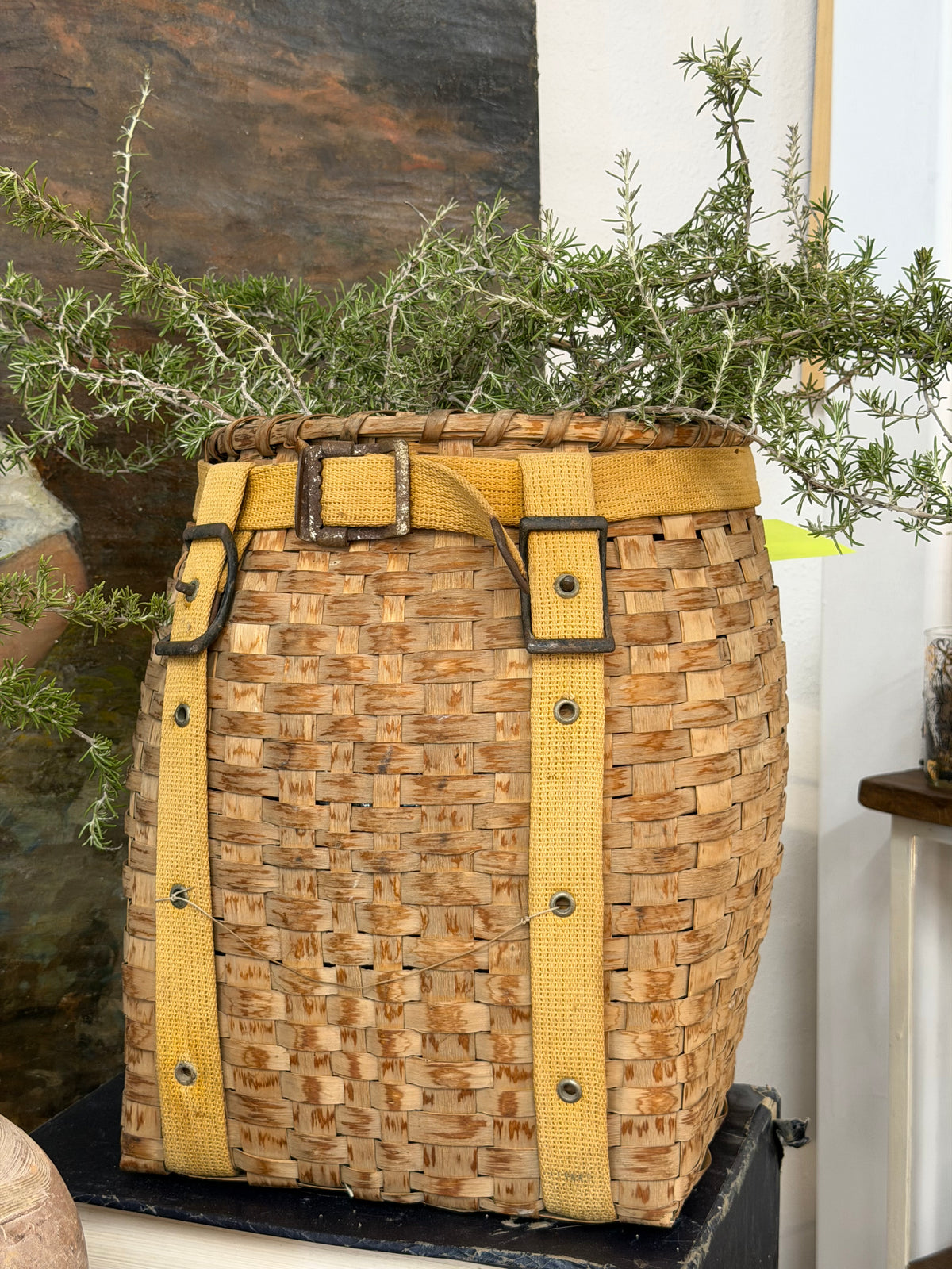 Vintage English Basket with Straps