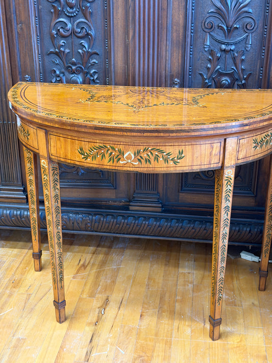 Antique Handpainted Demilune Table
