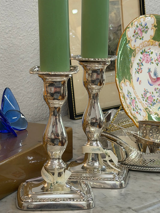 England Pair of Victorian Silver Candlesticks