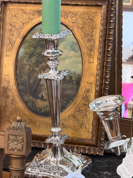 England Pair of Victorian Silverplated Ornated Candlesticks
