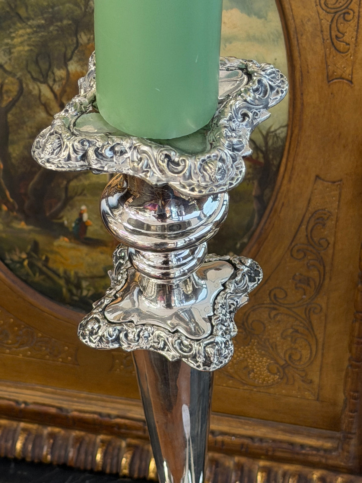 England Pair of Victorian Silverplated Ornated Candlesticks
