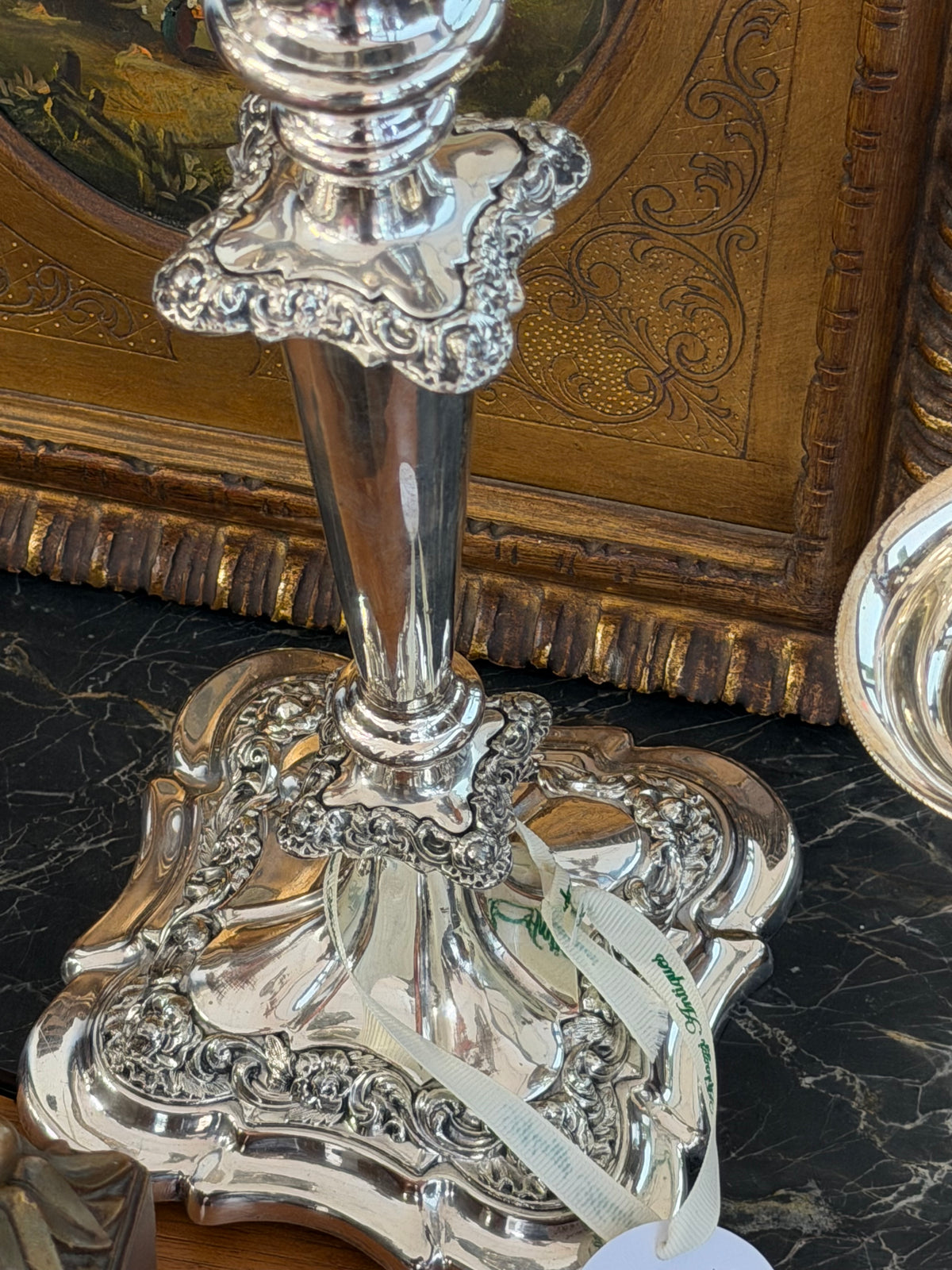 England Pair of Victorian Silverplated Ornated Candlesticks