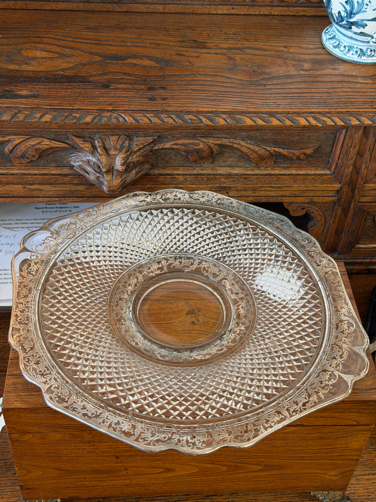 Glass & Sterling Cake Plate