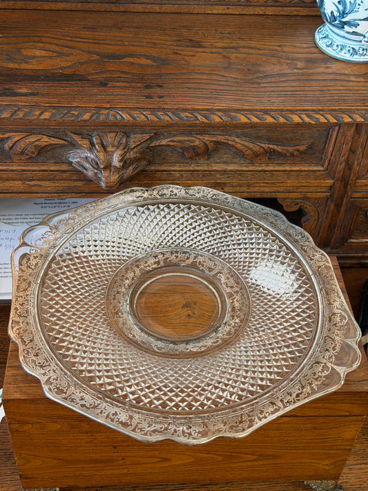 Glass & Sterling Cake Plate
