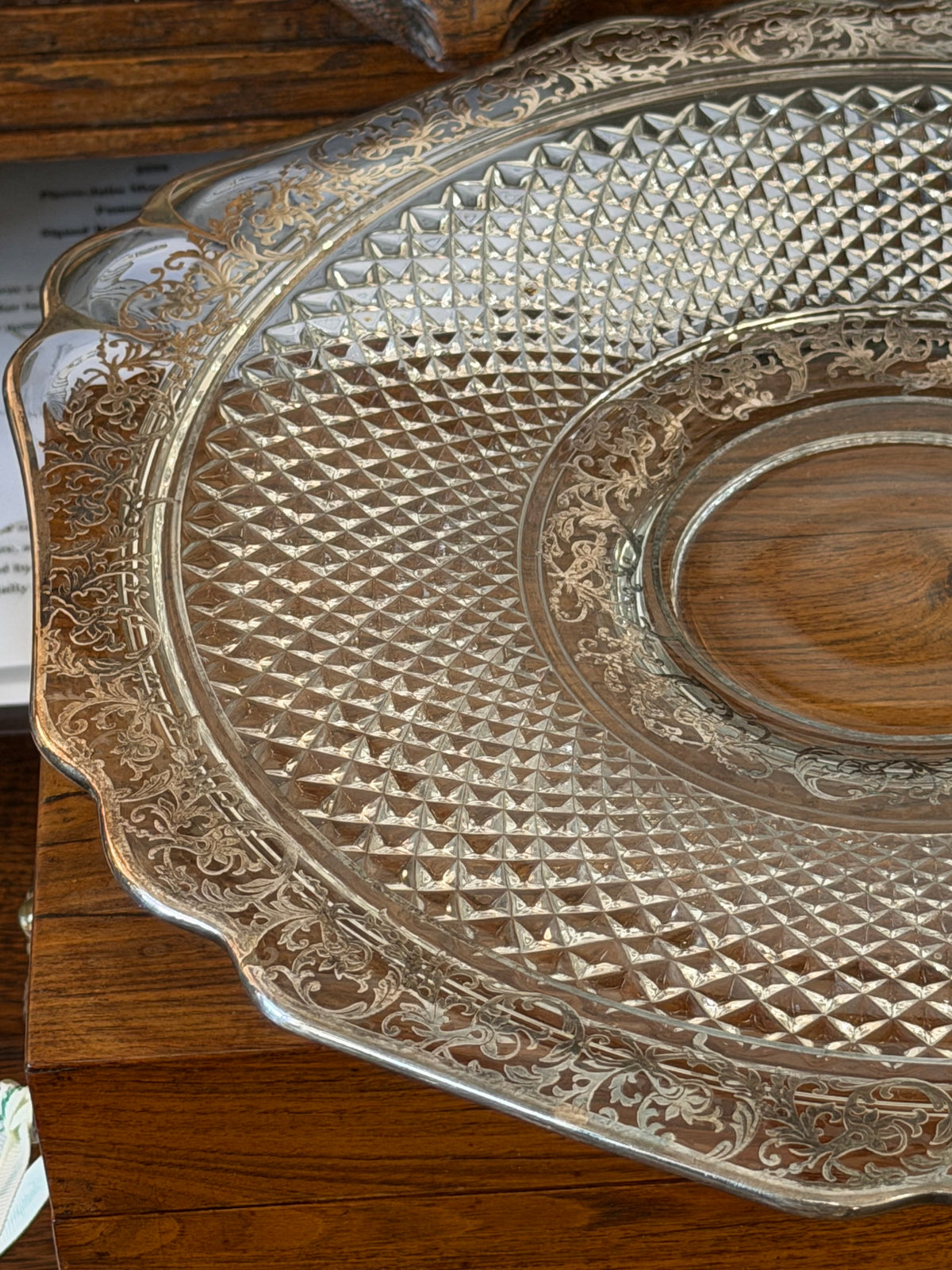 Glass & Sterling Cake Plate