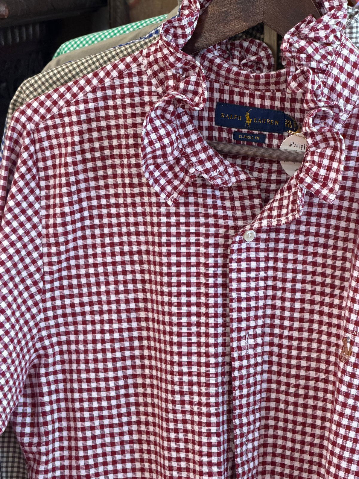 Ruffle Ralph Lauren Maroon and White Checkered Dress | Size 8