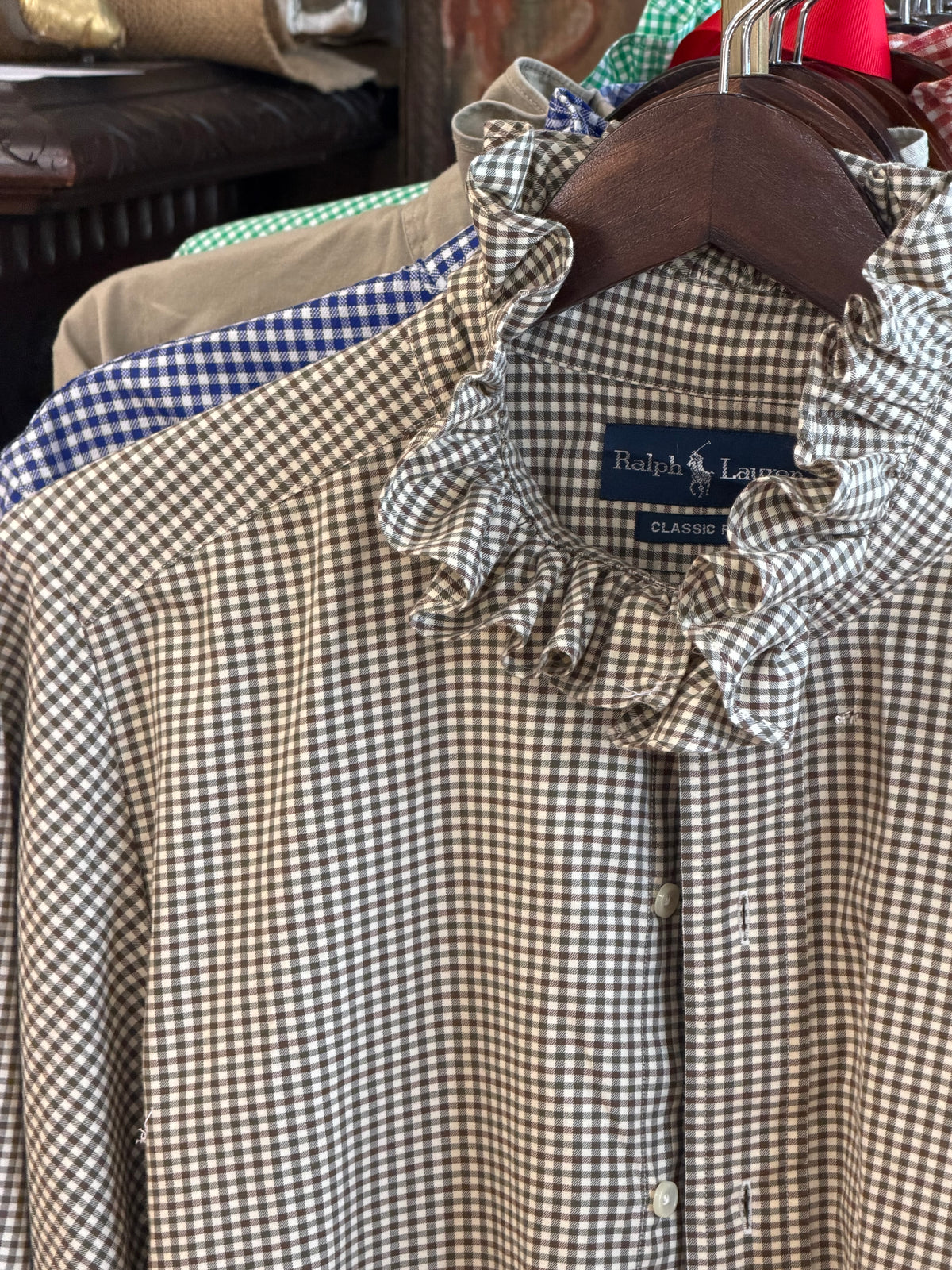 Ruffle Ralph Lauren Green and Brown Checkered Dress | Size 8