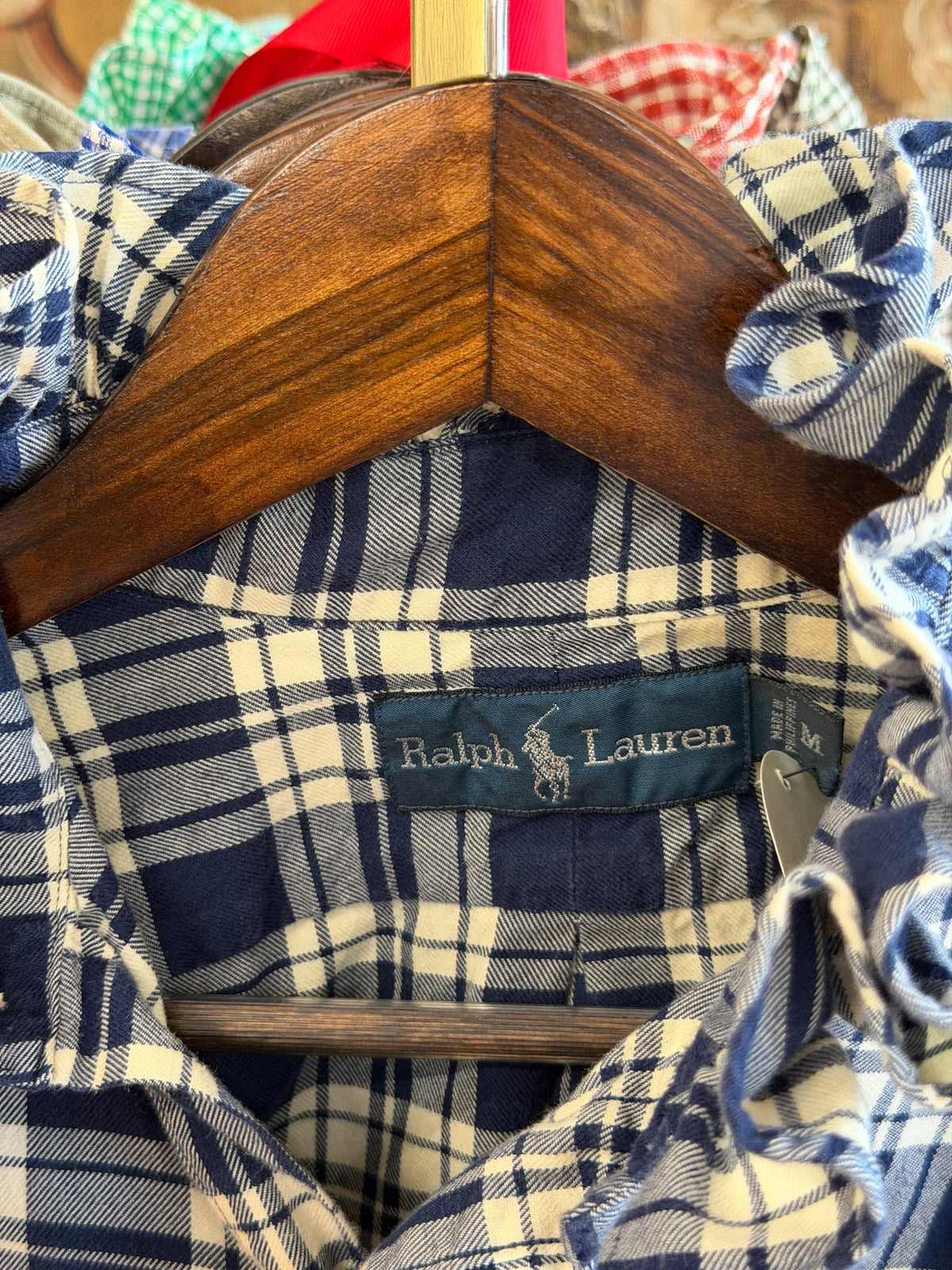 Ruffle Ralph Lauren Blue & White Plaid Polo | Size M