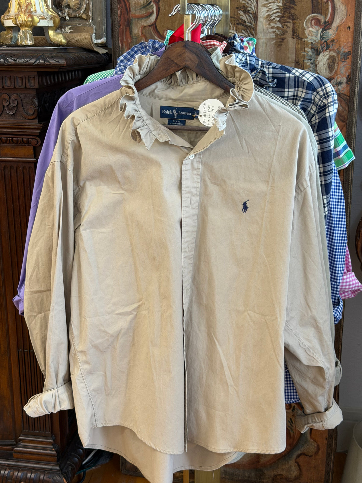 Ruffle Ralph Lauren Khaki w/ Navy Polo Shirt | Size XL