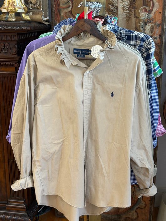 Ruffle Ralph Lauren Khaki w/ Navy Polo Shirt | Size XL