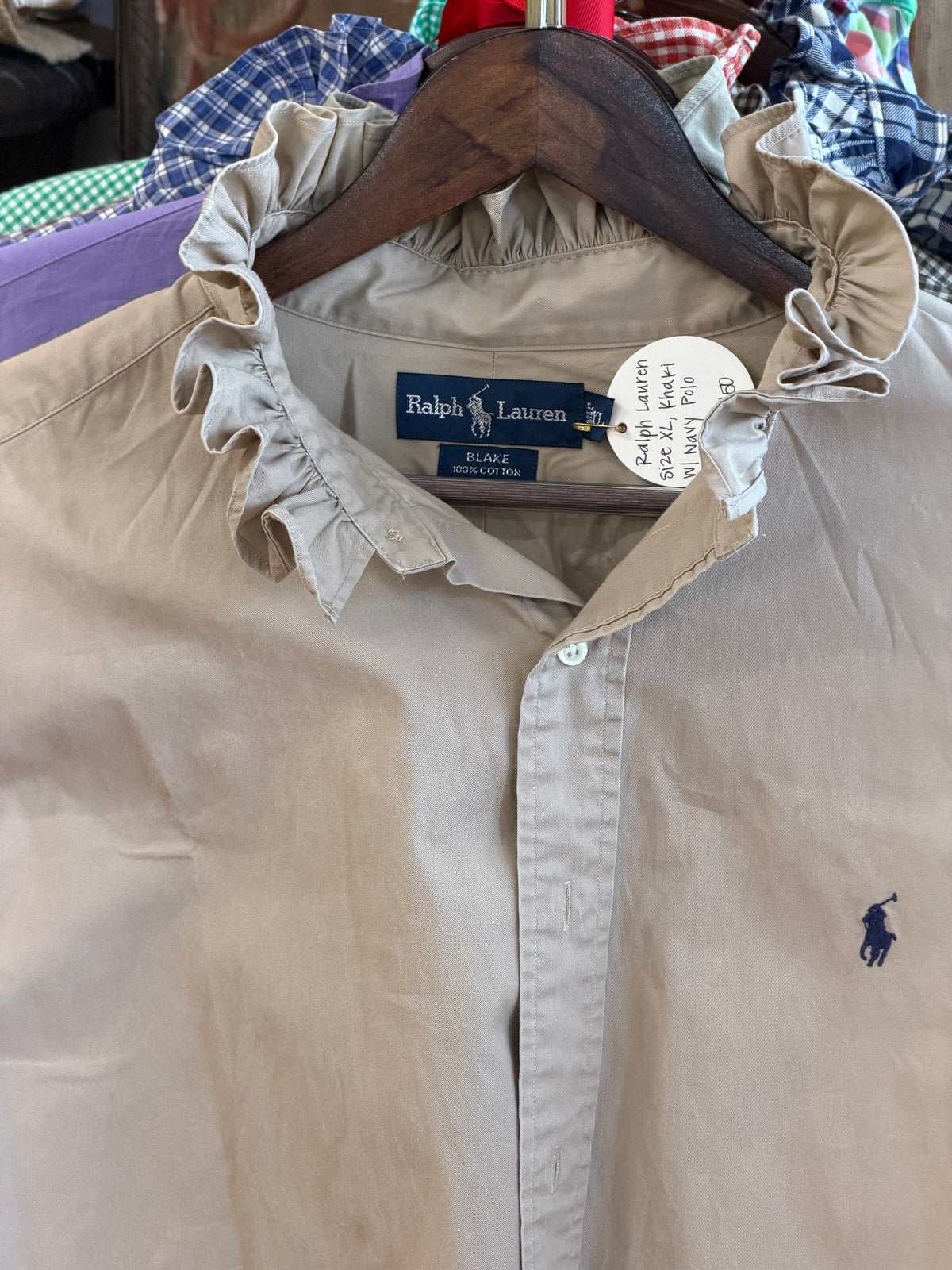 Ruffle Ralph Lauren Khaki w/ Navy Polo Shirt | Size XL
