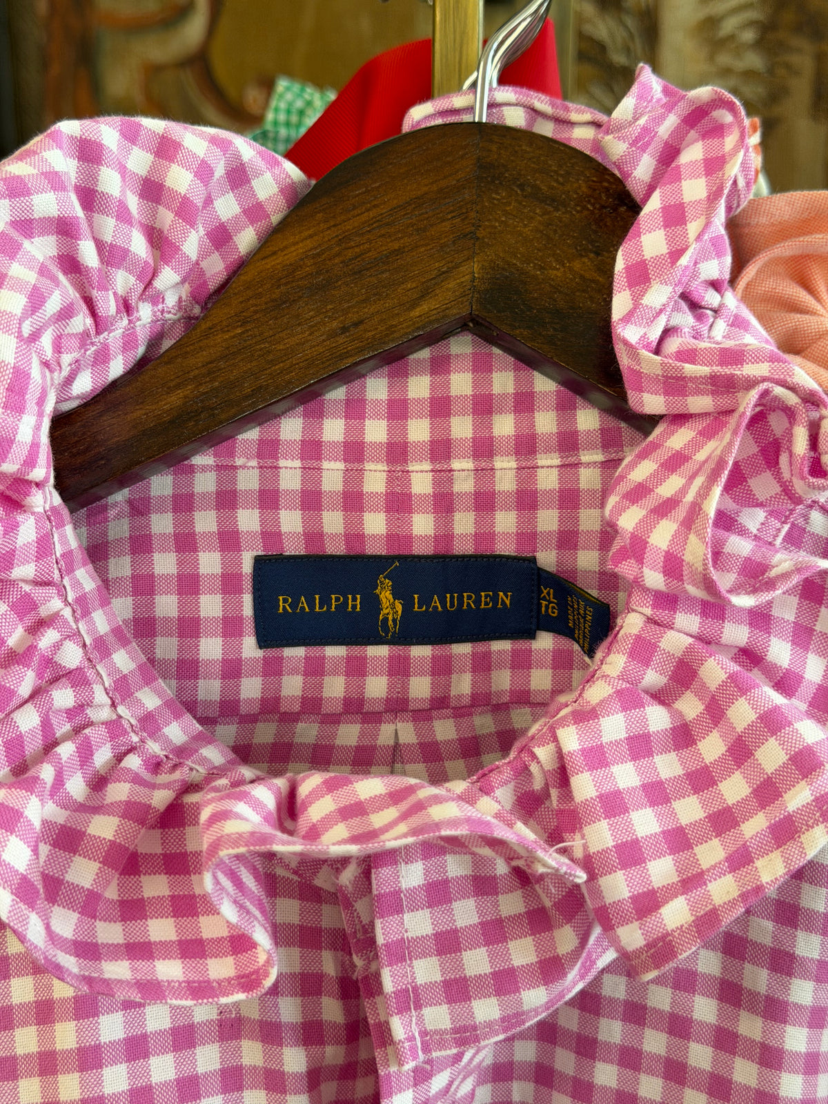 Ruffle Ralph Lauren Pink Gingham | Size XL