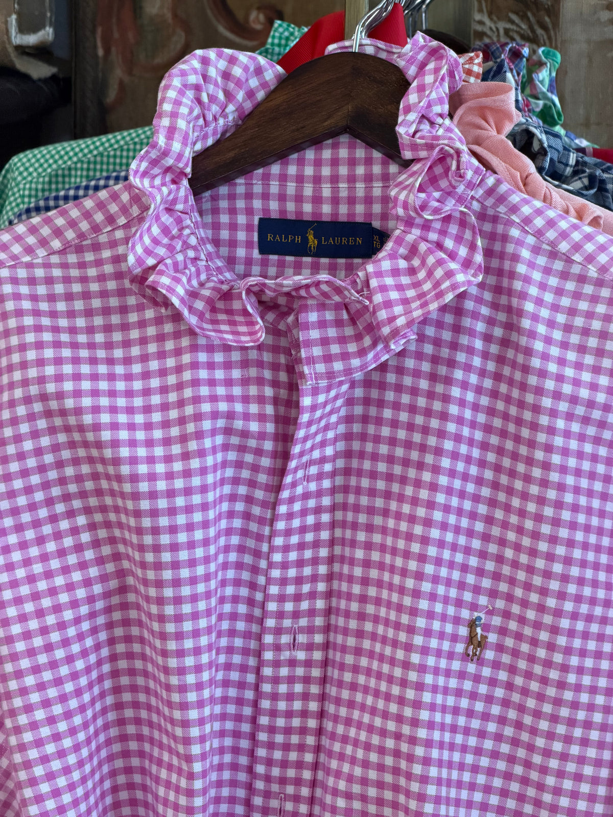 Ruffle Ralph Lauren Pink Gingham | Size XL
