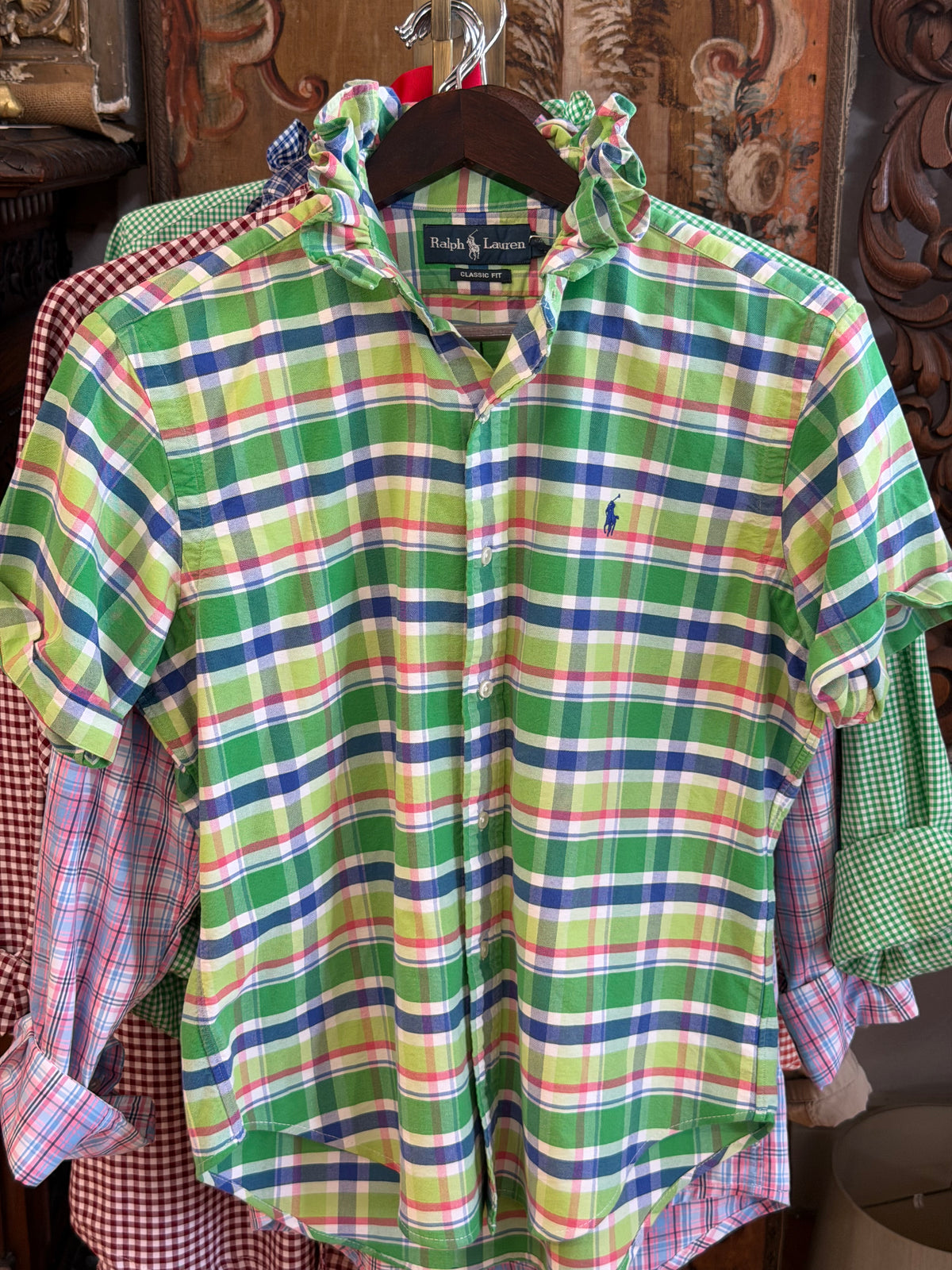 Ruffle Ralph Lauren Green, Pink, Blue & White Plaid | Size S