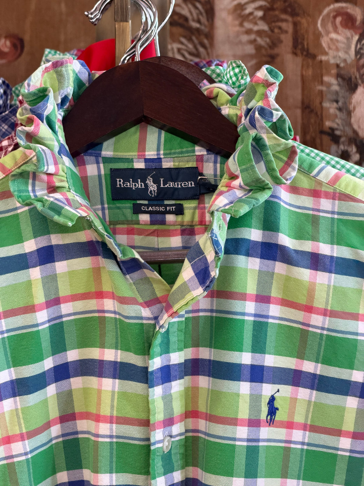 Ruffle Ralph Lauren Green, Pink, Blue & White Plaid | Size S