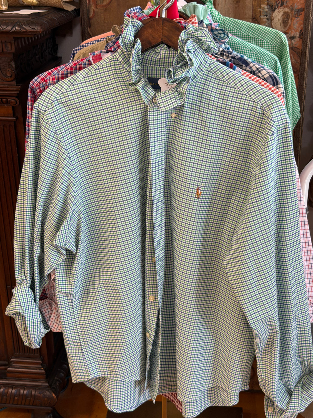 Ruffle Ralph Lauren Blue & Green Checkered | Size XL