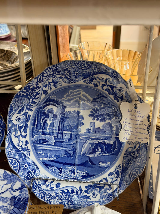 Victorian English Blue & White Italian Spode Divided Sandwich Plate