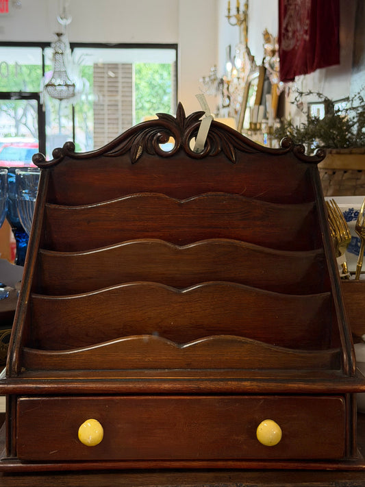 Carved Mahogany Waterfall Desk Tidy Victorian Era