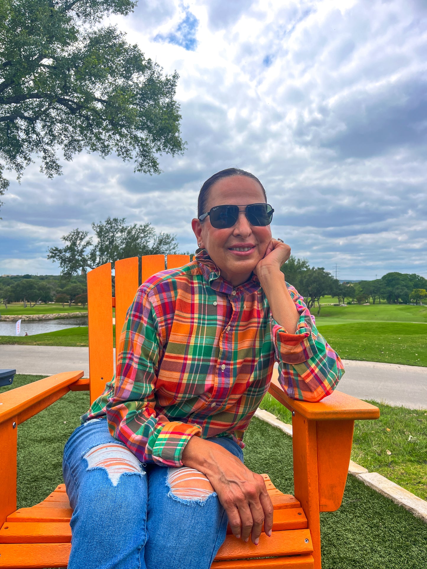 Orange Plaid Polo Ralph Lauren Ruffle Shirt