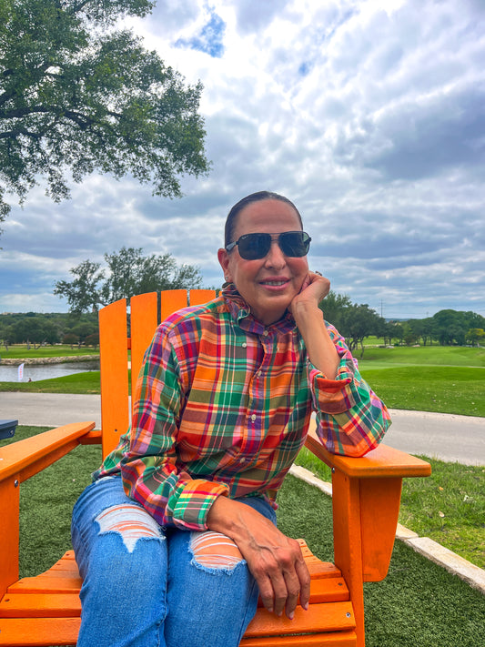 Orange Plaid Polo Ralph Lauren Ruffle Shirt