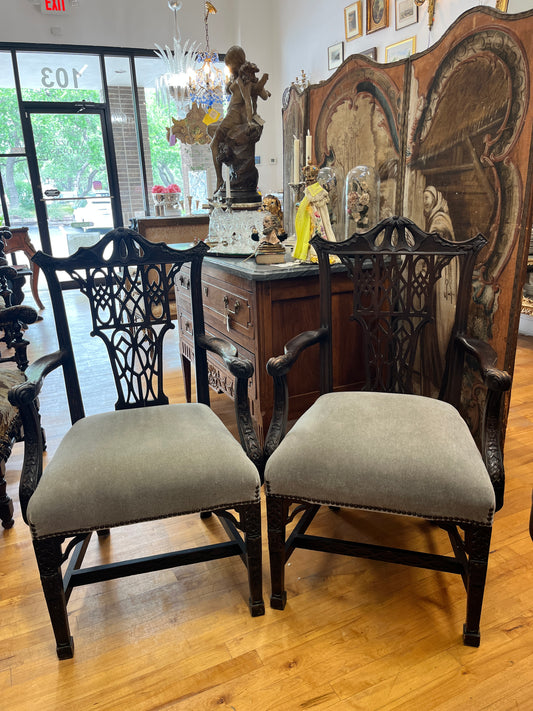 Late 1800s chippendale-style chinoiserie carved arm chair (sold separately)