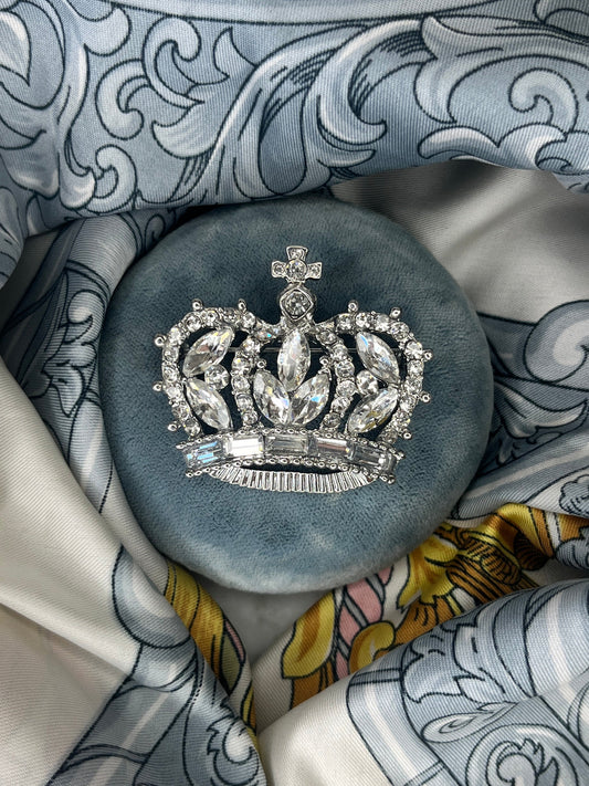 Vintage Rhinestone Crown Brooch from Great Britain