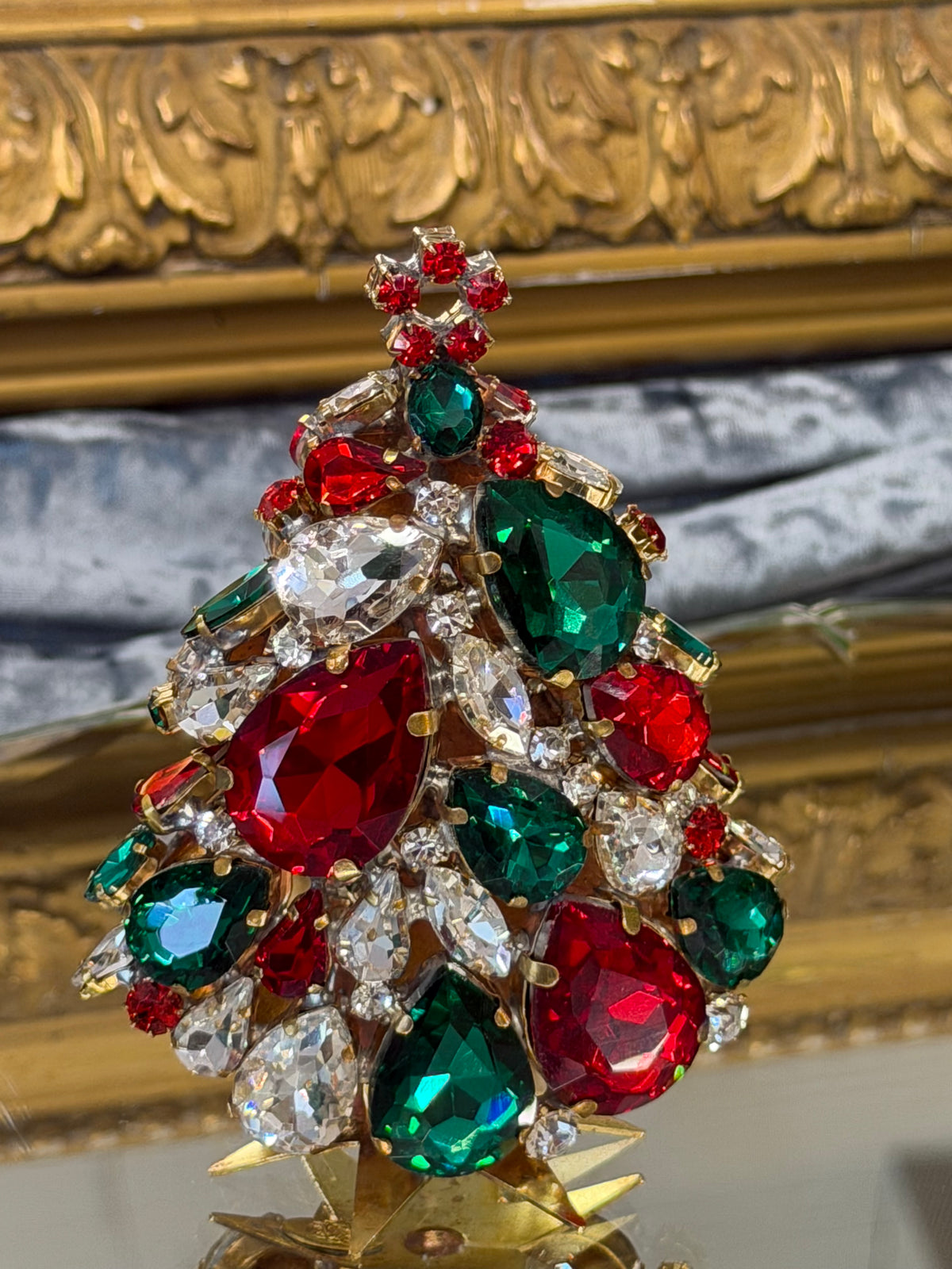 Czech Handmade 3D Glitzy Christmas Tree | Festive Crystal Colors