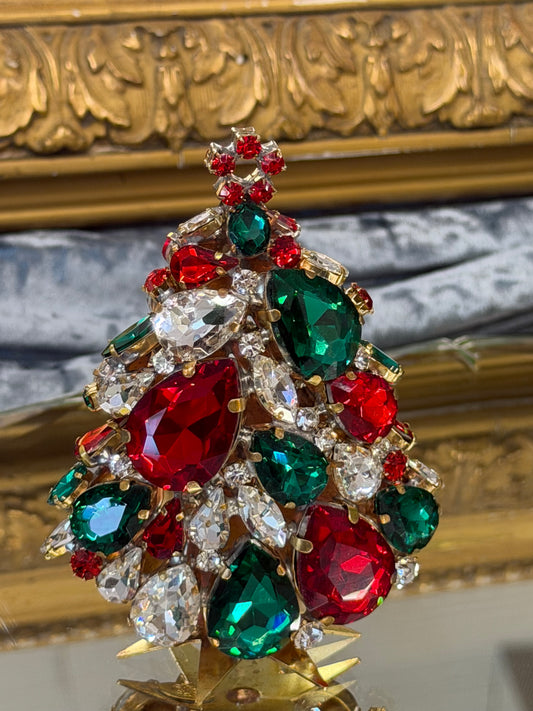 Czech Handmade 3D Glitzy Christmas Tree | Festive Crystal Colors