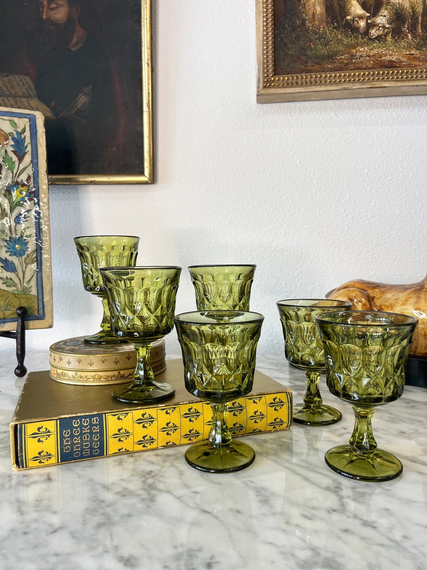 Set of 8 Noritake Perspective-Green 6.5” Water Goblets
