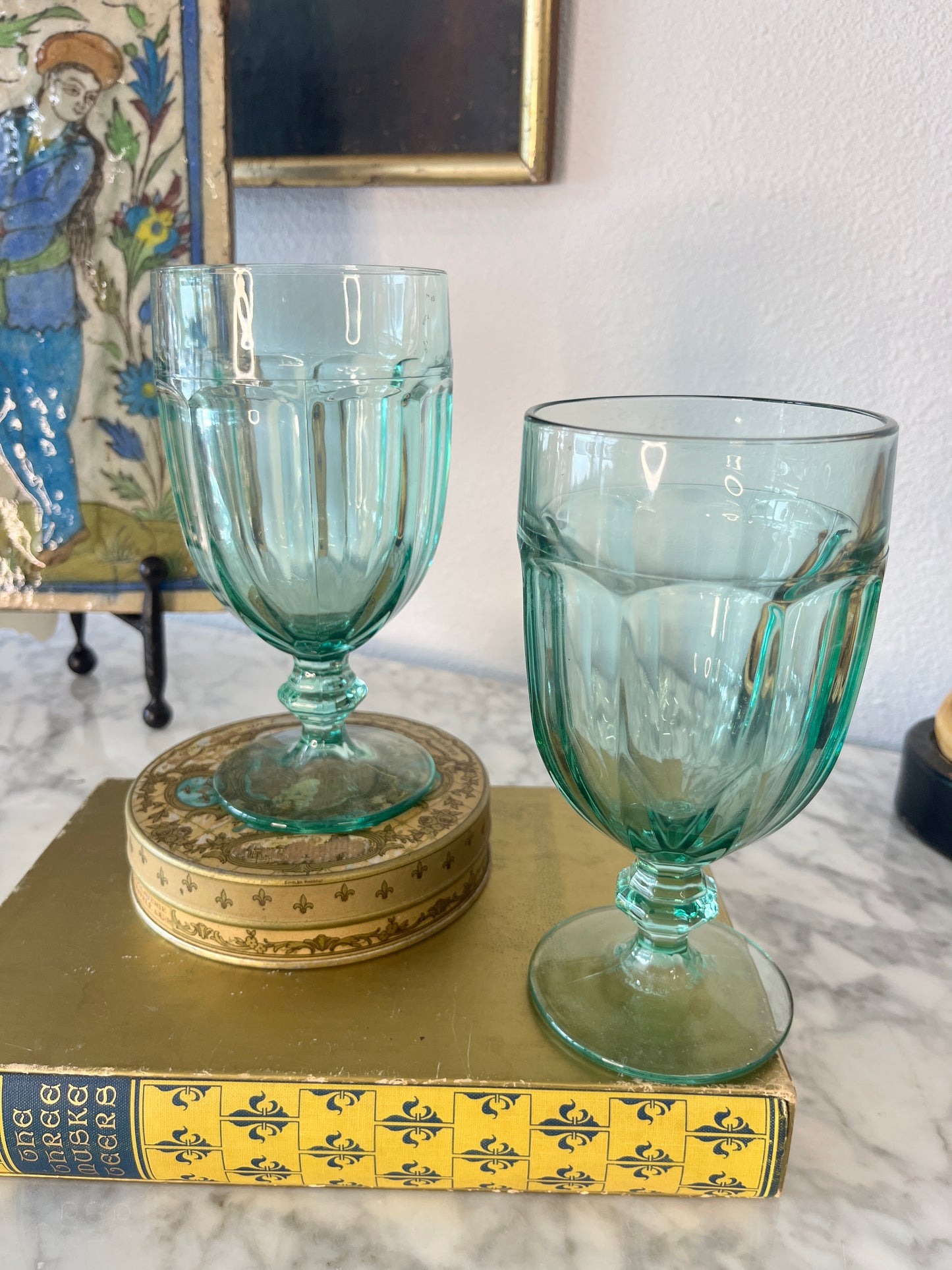Set of 2 Libbey Spanish Green Iced Tea Goblets