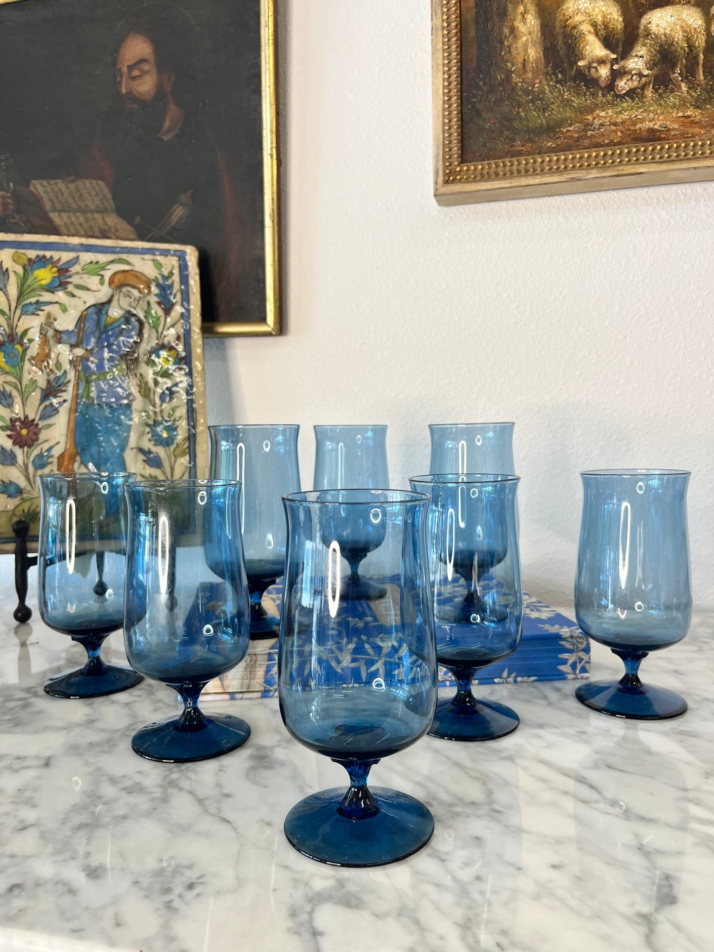 Set of 8 Exquisite Lennox Blue Mist Ice Tea Goblets