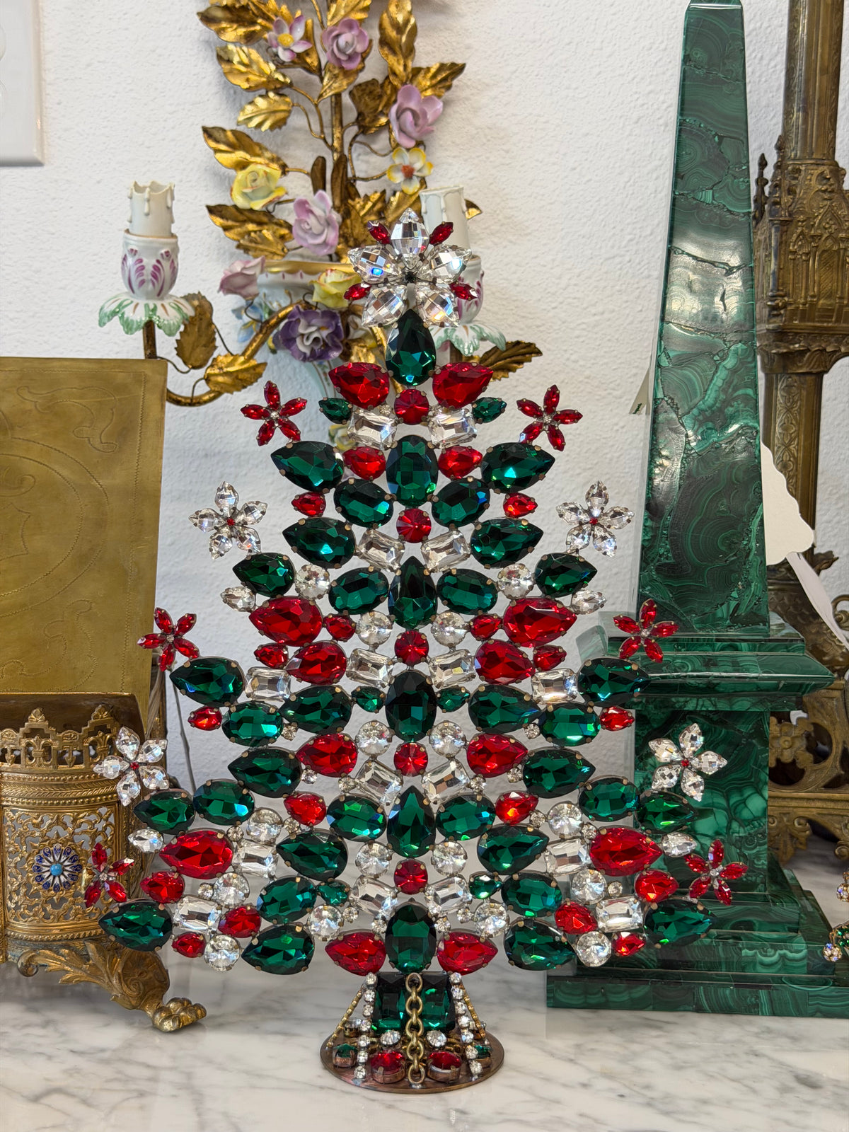 Czech Handmade Crystal Symmetrical Christmas Tree | Festive Colors