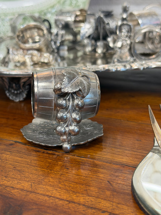 Antique Victorian Silverplate Napkin Rings | Grapes