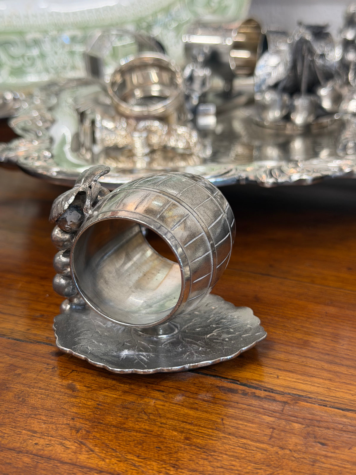 Antique Victorian Silverplate Napkin Rings | Grapes